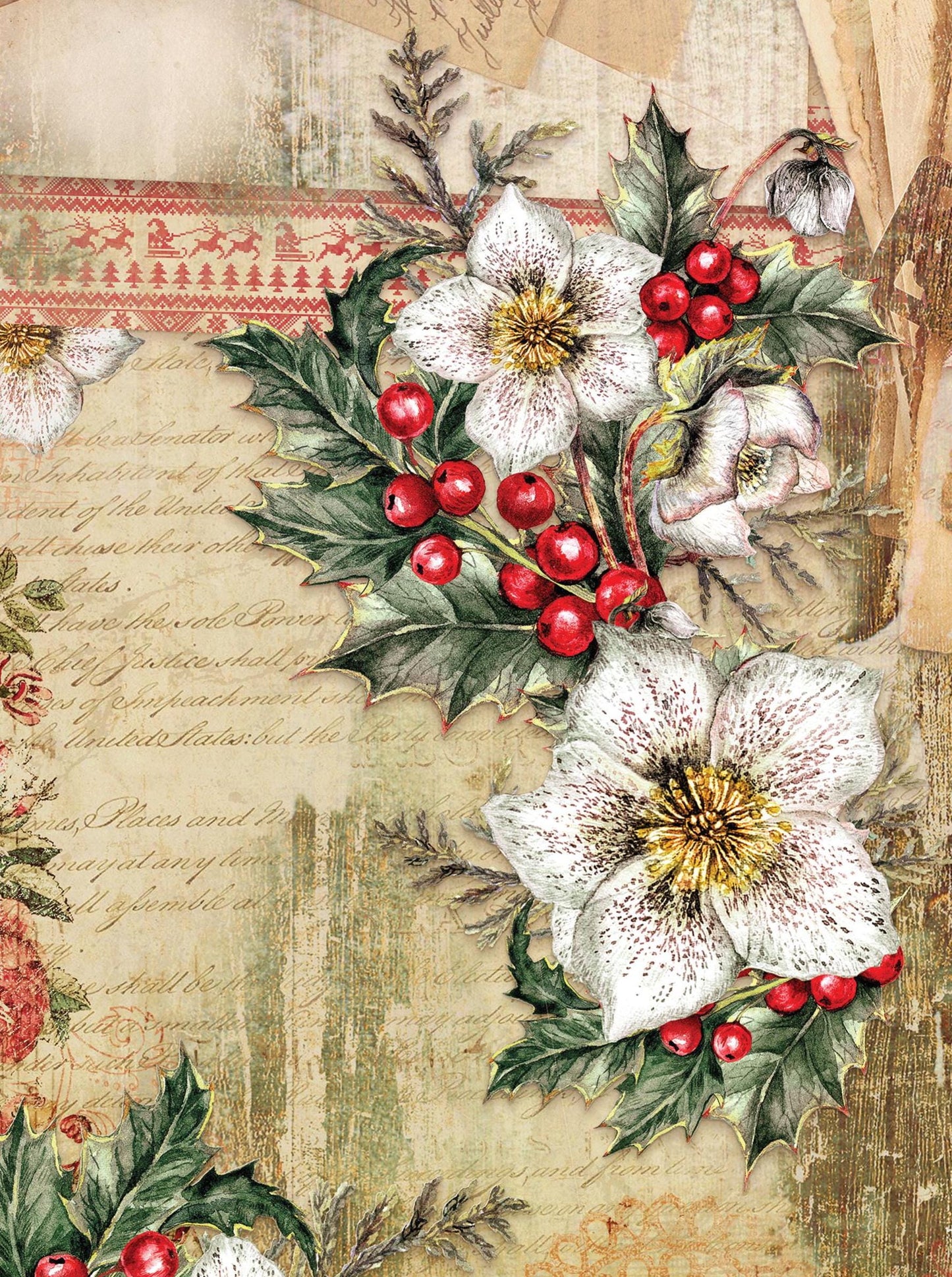 Christmas Collection - Large Decoupage Paper - 6 Size Options - Vintage Decoupage