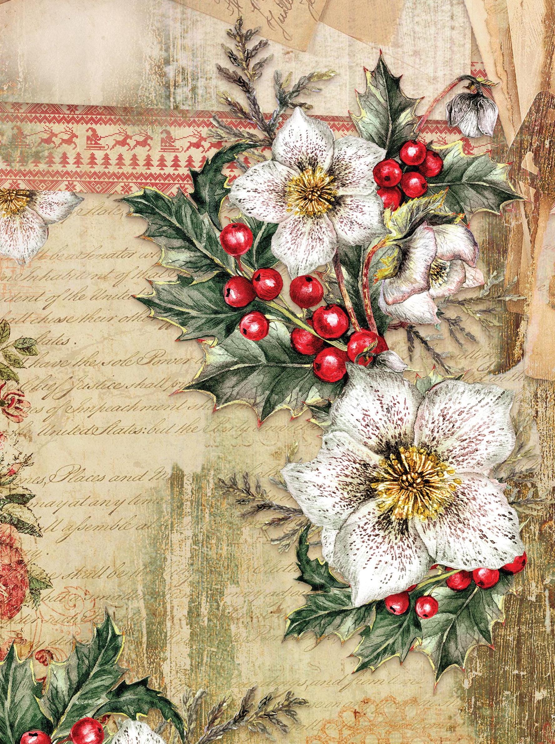 Christmas Collection - Large Decoupage Paper - 6 Size Options - Vintage Decoupage