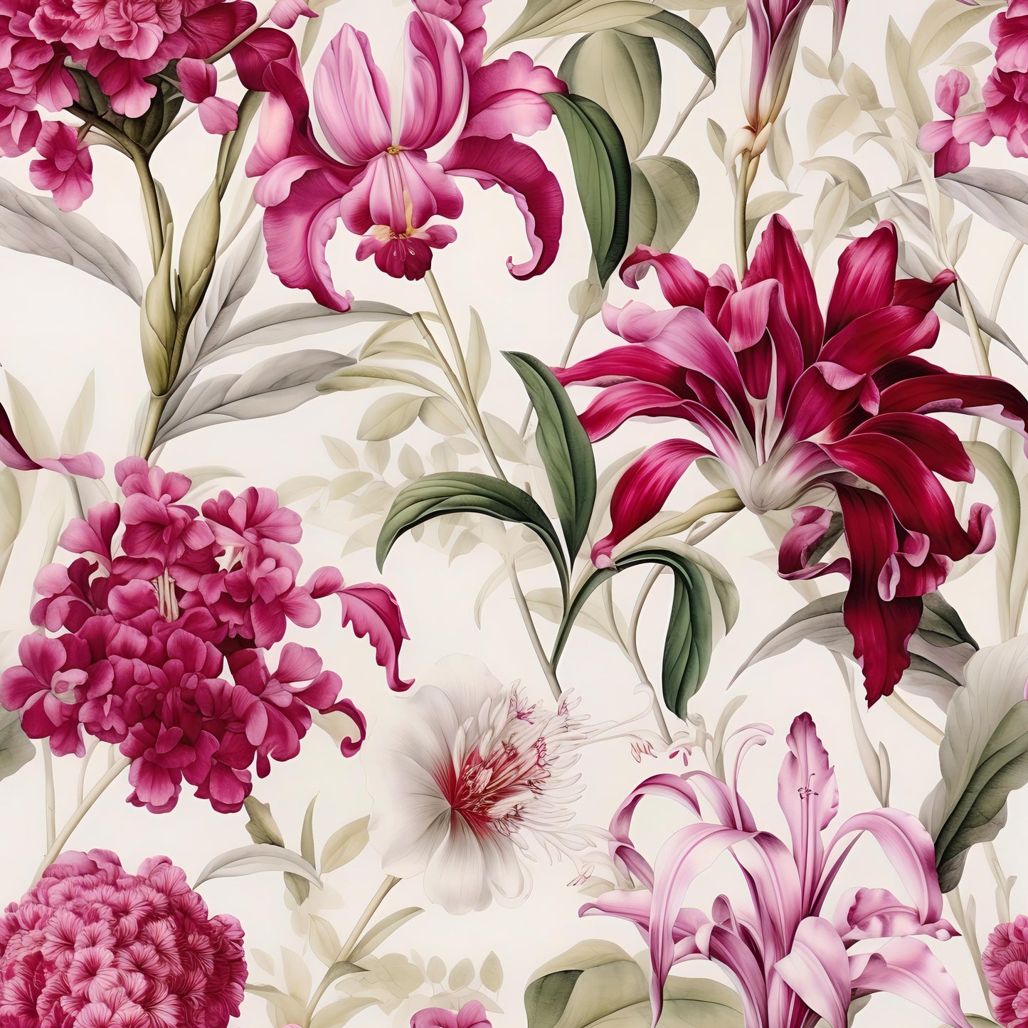 Decoupage Paper - Repeating Pattern - 6 Size Options - Claret Floral