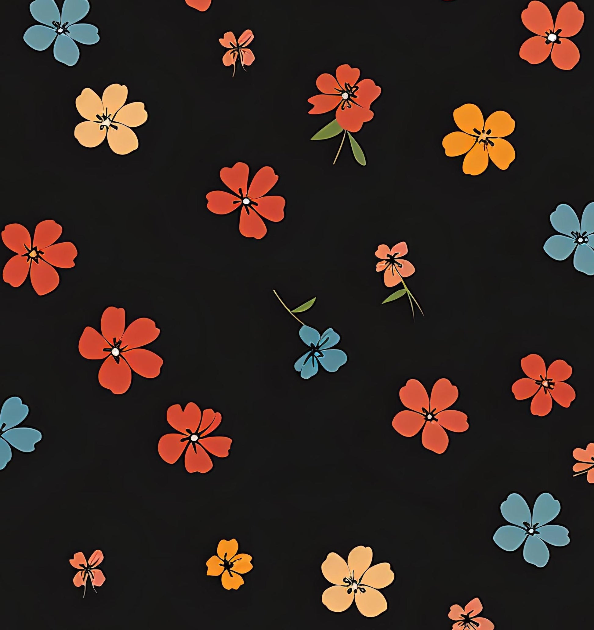Decoupage Paper - Repeating Pattern - 6 Size Options - Black Backgrouıd