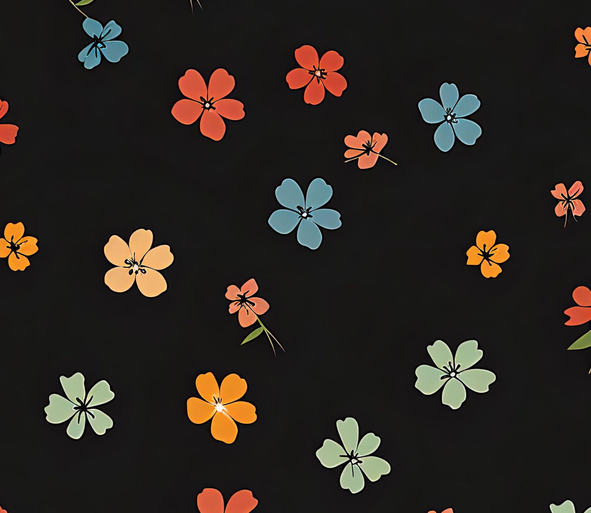 Decoupage Paper - Repeating Pattern - 6 Size Options - Black Backgrouıd