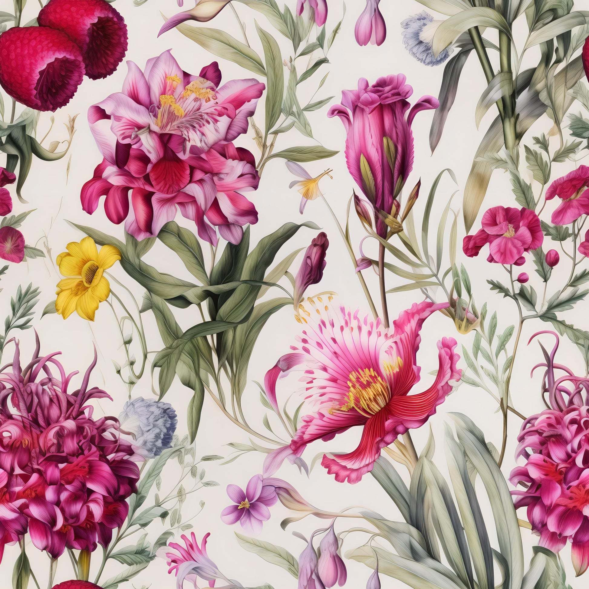 Decoupage Paper - Repeating Pattern - 6 Size Options - Red Flowers