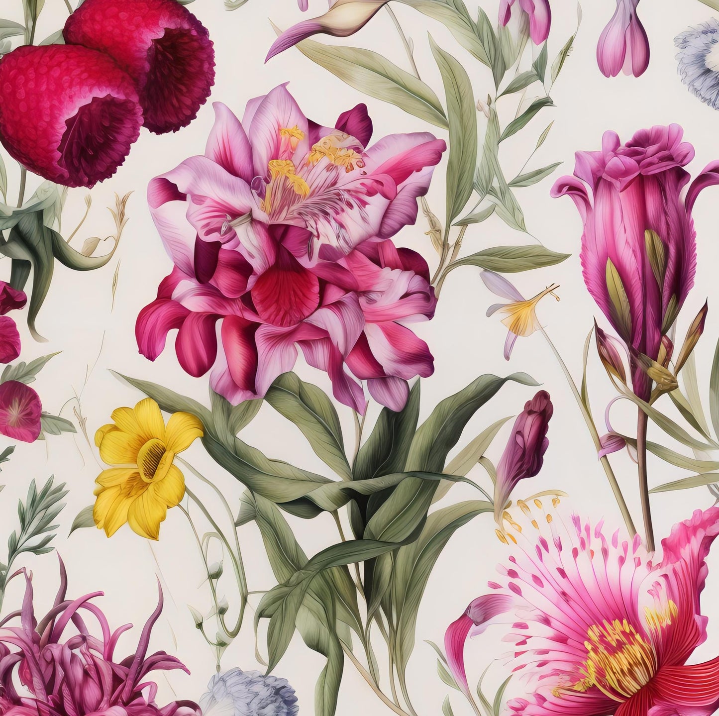 Decoupage Paper - Repeating Pattern - 6 Size Options - Red Flowers