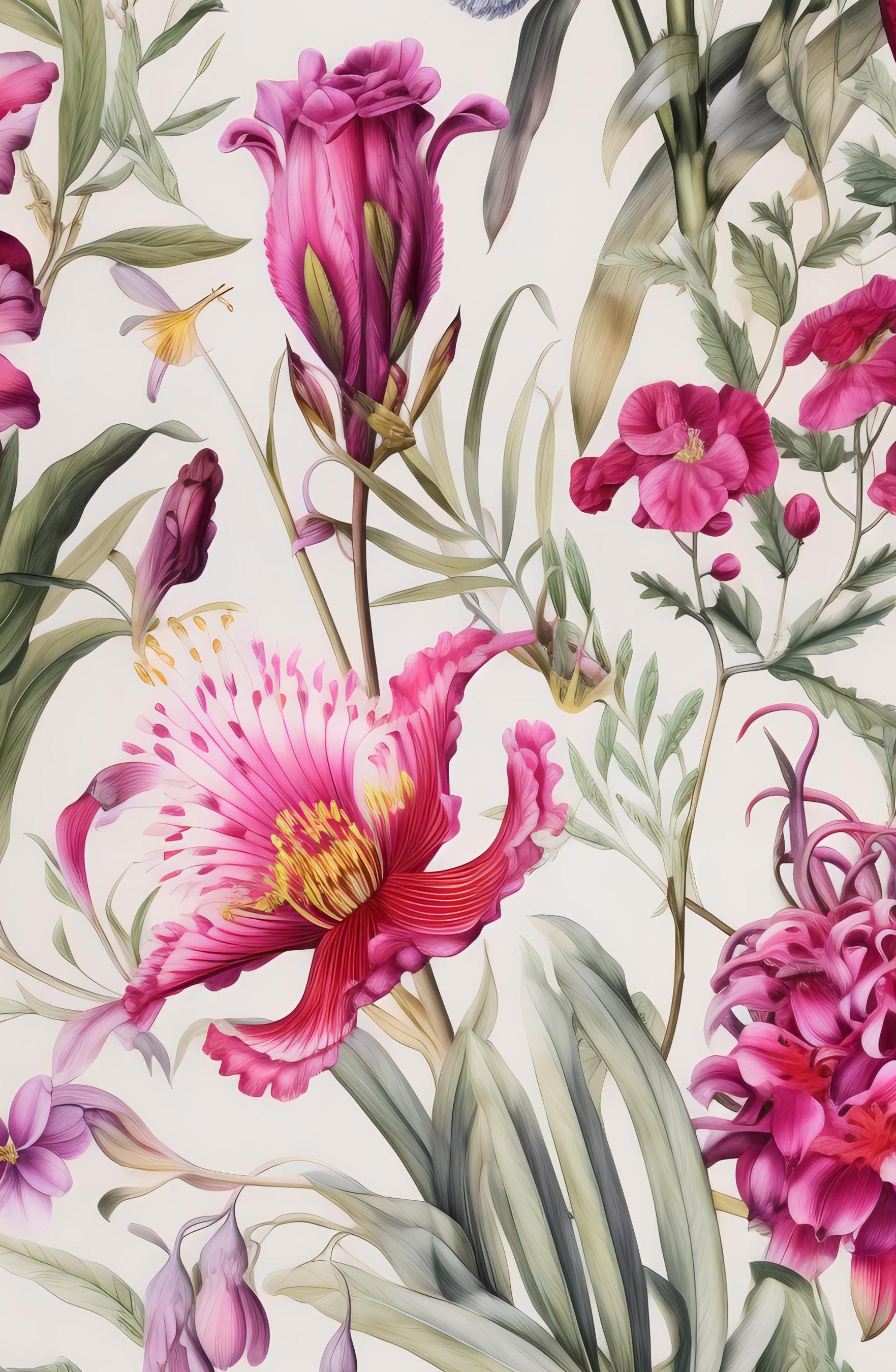 Decoupage Paper - Repeating Pattern - 6 Size Options - Red Flowers