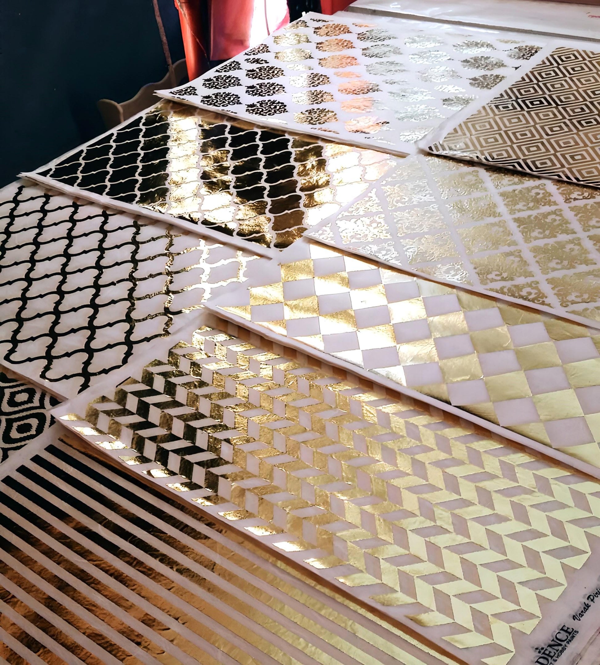 NEW! Gold Metal Leaf Decoupage Paper - A3 Size - Rice Paper with Gold Foil - Wave Pattern