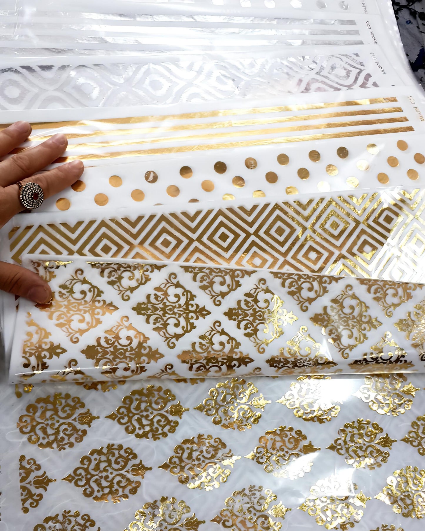 NEW! Gold Metal Leaf Decoupage Paper - A3 Size - Rice Paper with Gold Foil - Wave Pattern