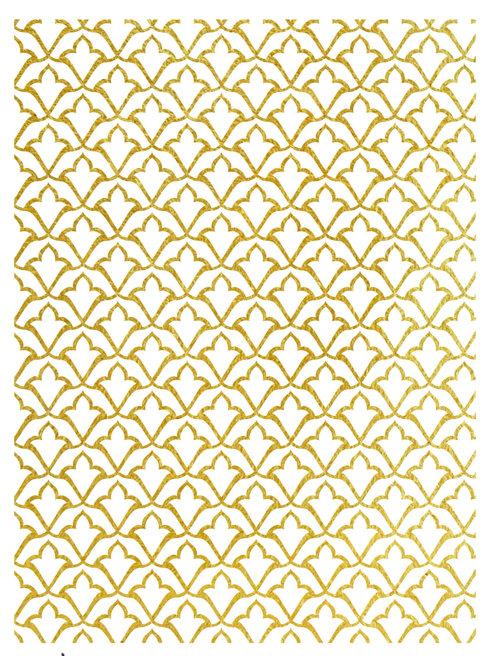 NEW! Gold Metal Leaf Decoupage Paper - A3 Size - Rice Paper with Gold Foil - Leaf Pattern
