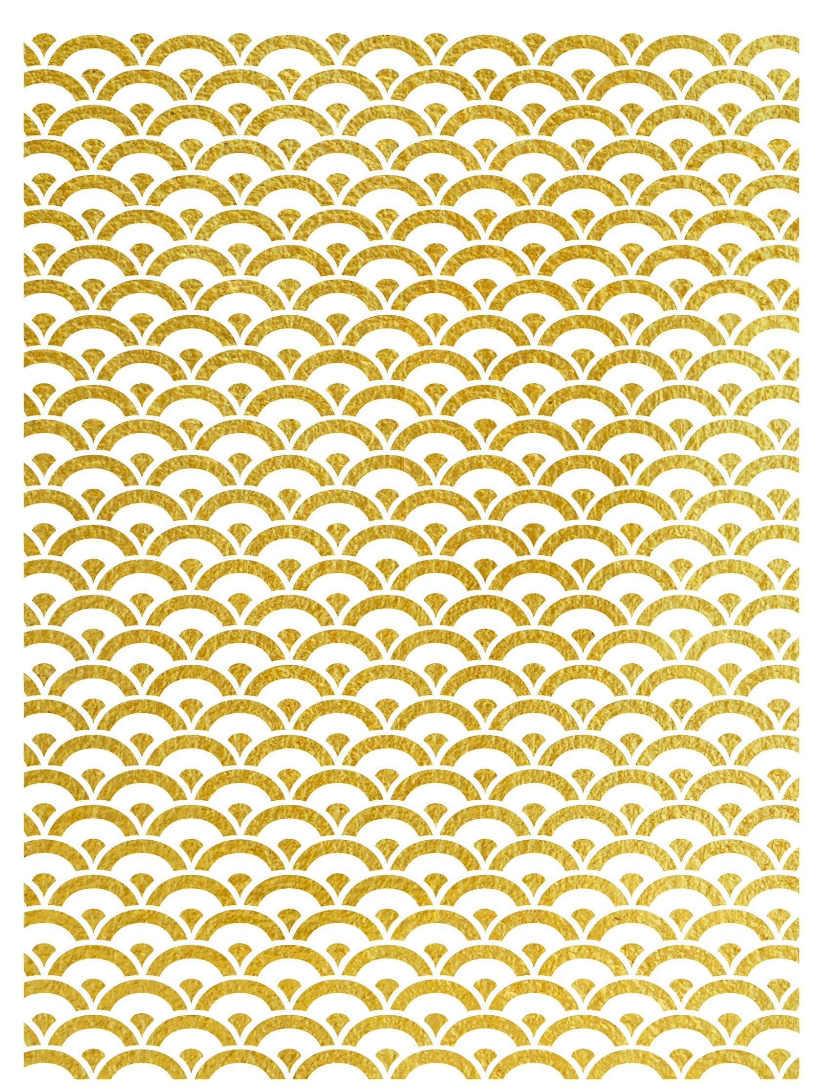 NEW! Gold Metal Leaf Decoupage Paper - A3 Size - Rice Paper with Gold Foil - Wave Pattern