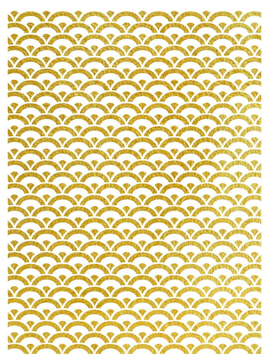 NEW! Gold Metal Leaf Decoupage Paper - A3 Size - Rice Paper with Gold Foil - Wave Pattern