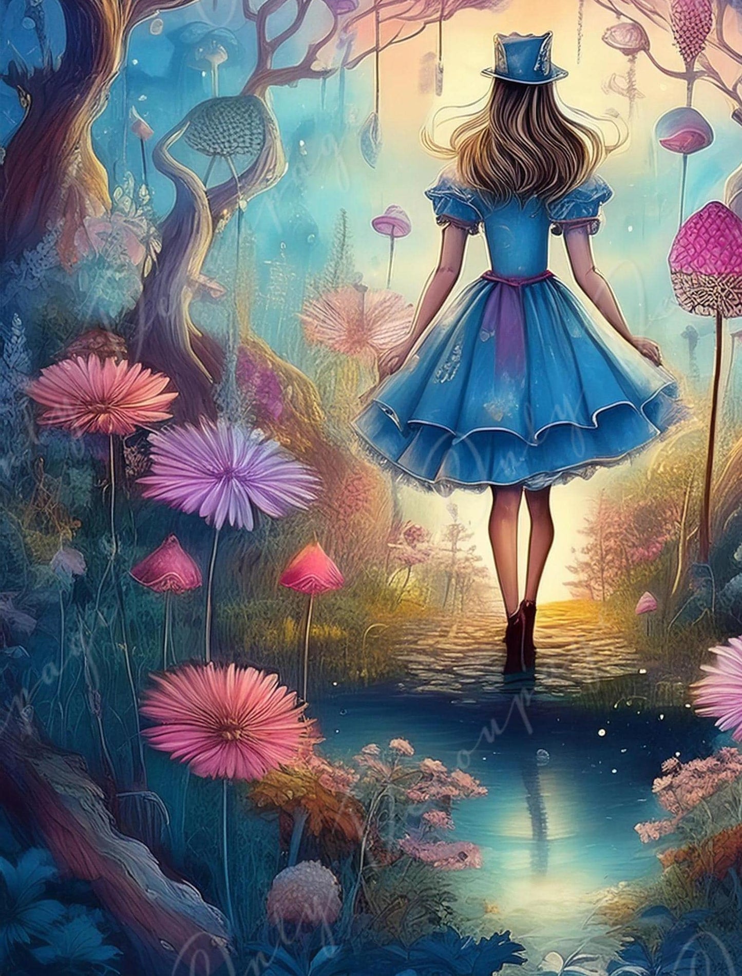 Fairytale Alice - Large Decoupage Paper - 6 Size Options - Pastel Flowers