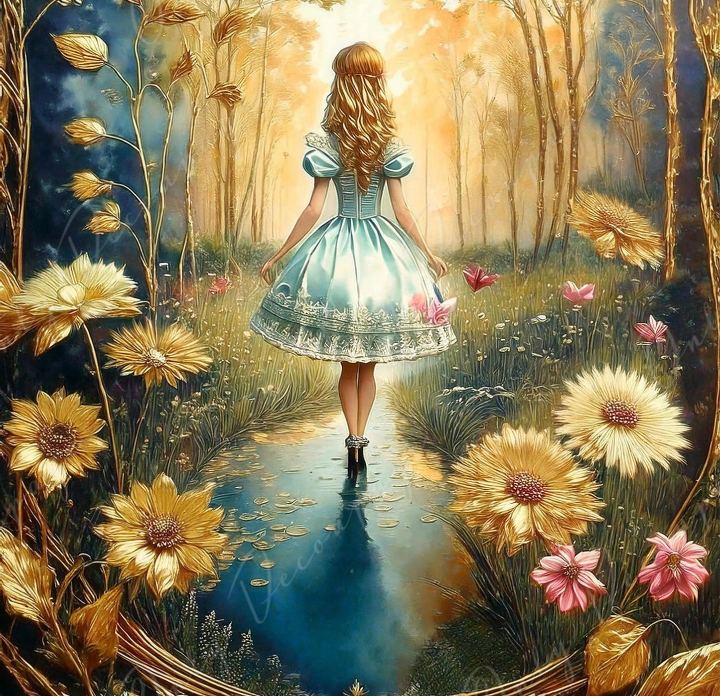 Large Decoupage Paper - Fairytale Alice - 6 Size Options - Golden Hour Flowers