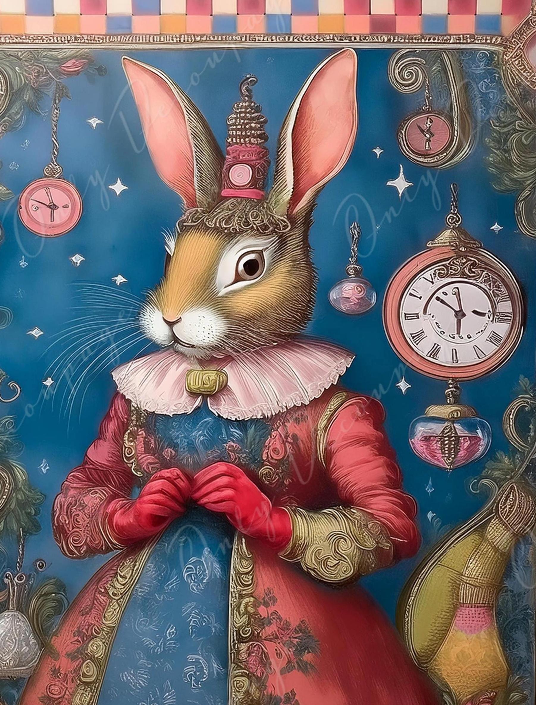 Fairytale Alice - Large Decoupage Paper - 6 Size Options - Rabbit