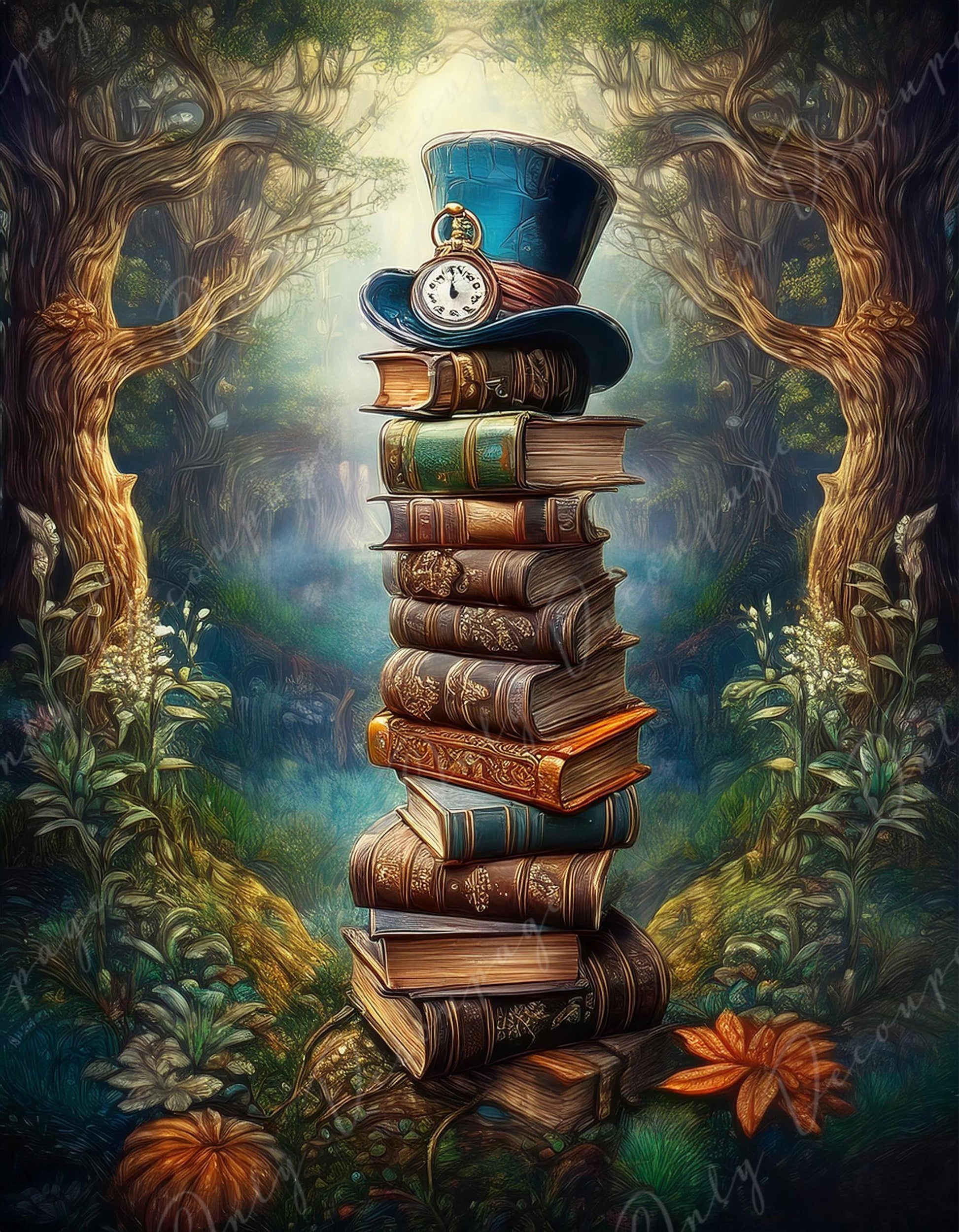 wonderland books decoupage paper
