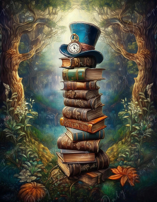 wonderland books decoupage paper