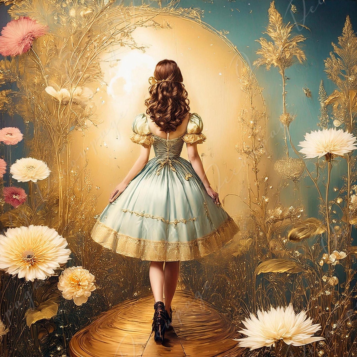 Large Decoupage Paper - Fairytale Alice - 6 Size Options - Golden Hour Wonderland
