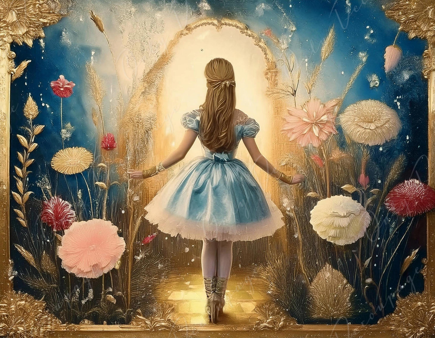 Fairytale Alice - Large Decoupage Paper - 6 Size Options - Golden Hour Wonderland