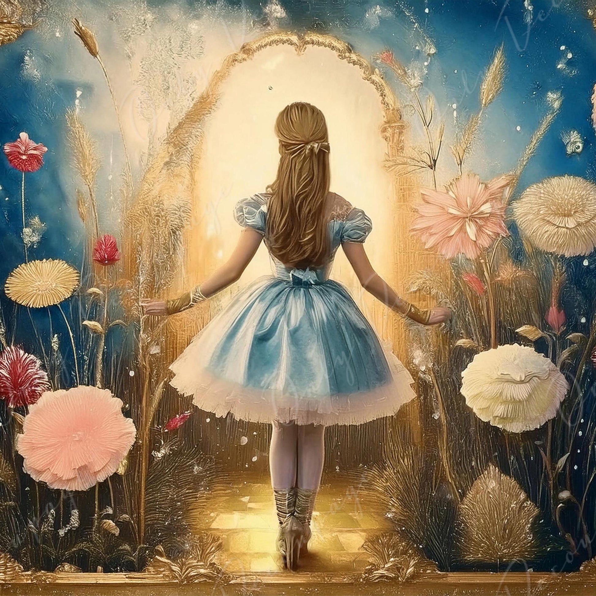 Fairytale Alice - Large Decoupage Paper - 6 Size Options - Golden Hour Wonderland