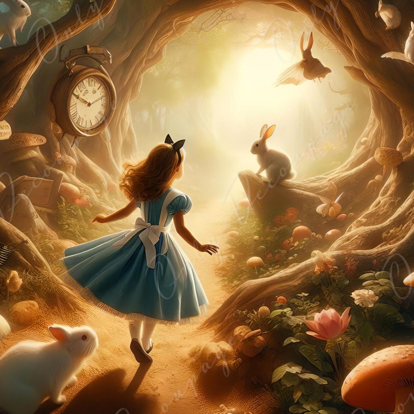Fairytale Alice - 6 Size Options - Large Decoupage Paper - Rabbit Hole