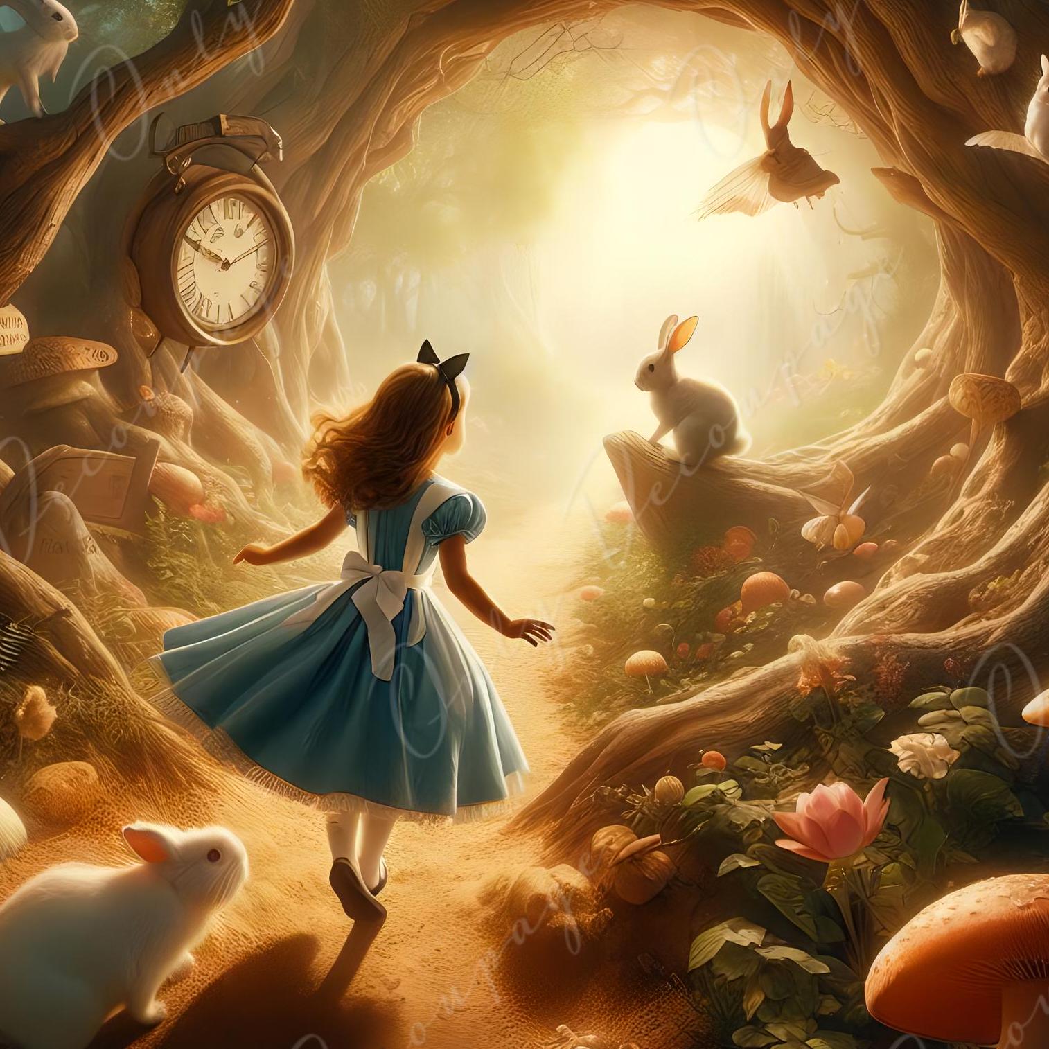 Fairytale Alice - 6 Size Options - Large Decoupage Paper - Rabbit Hole