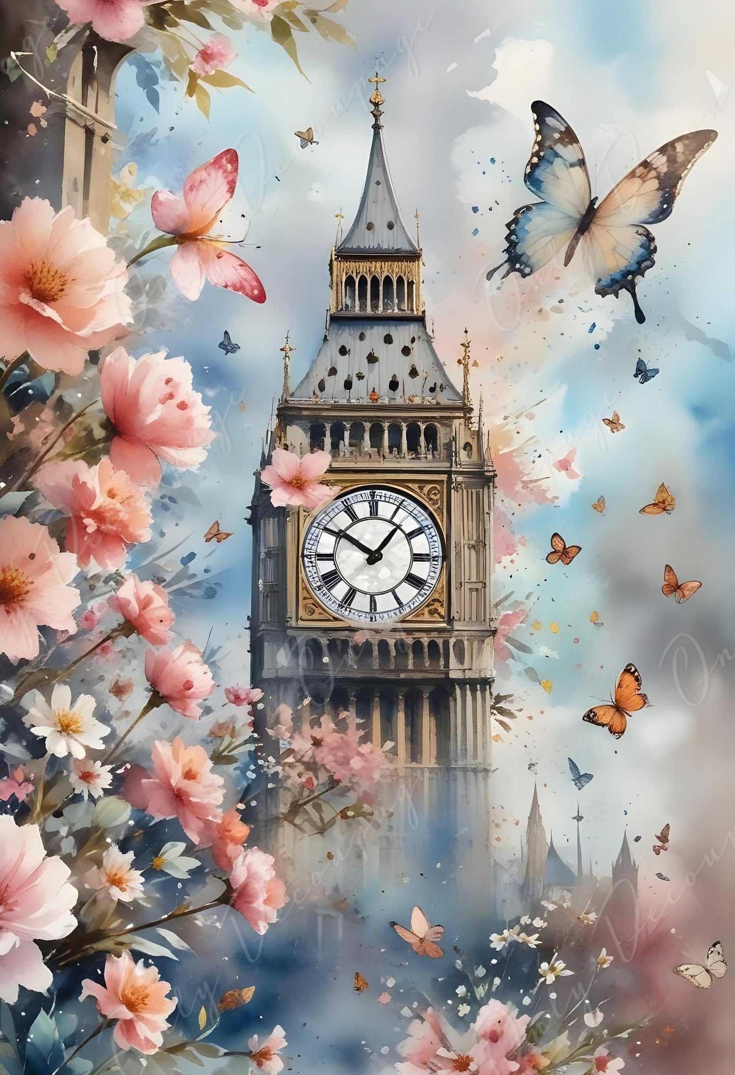 big ben decoupage paper