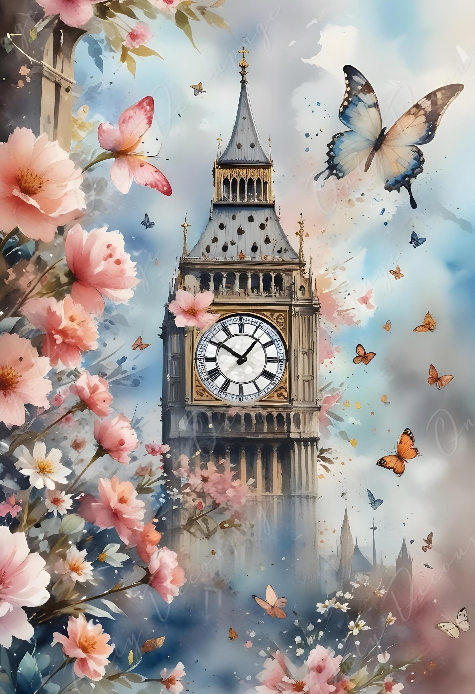 big ben decoupage paper