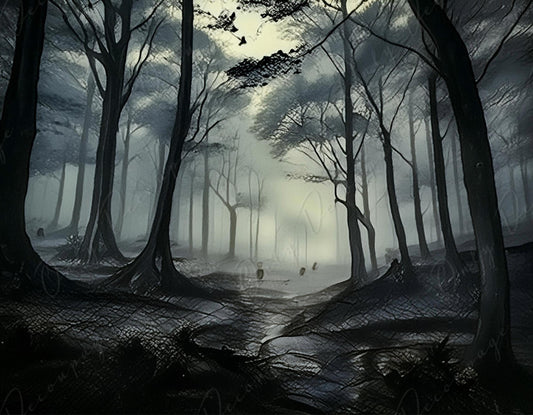 Misty Forest - Decoupage Paper - 3 Size Options - Dark Trees