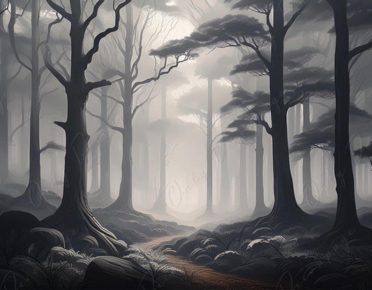 Misty Forest - Decoupage Paper - 3 Size Options - Dark Trees