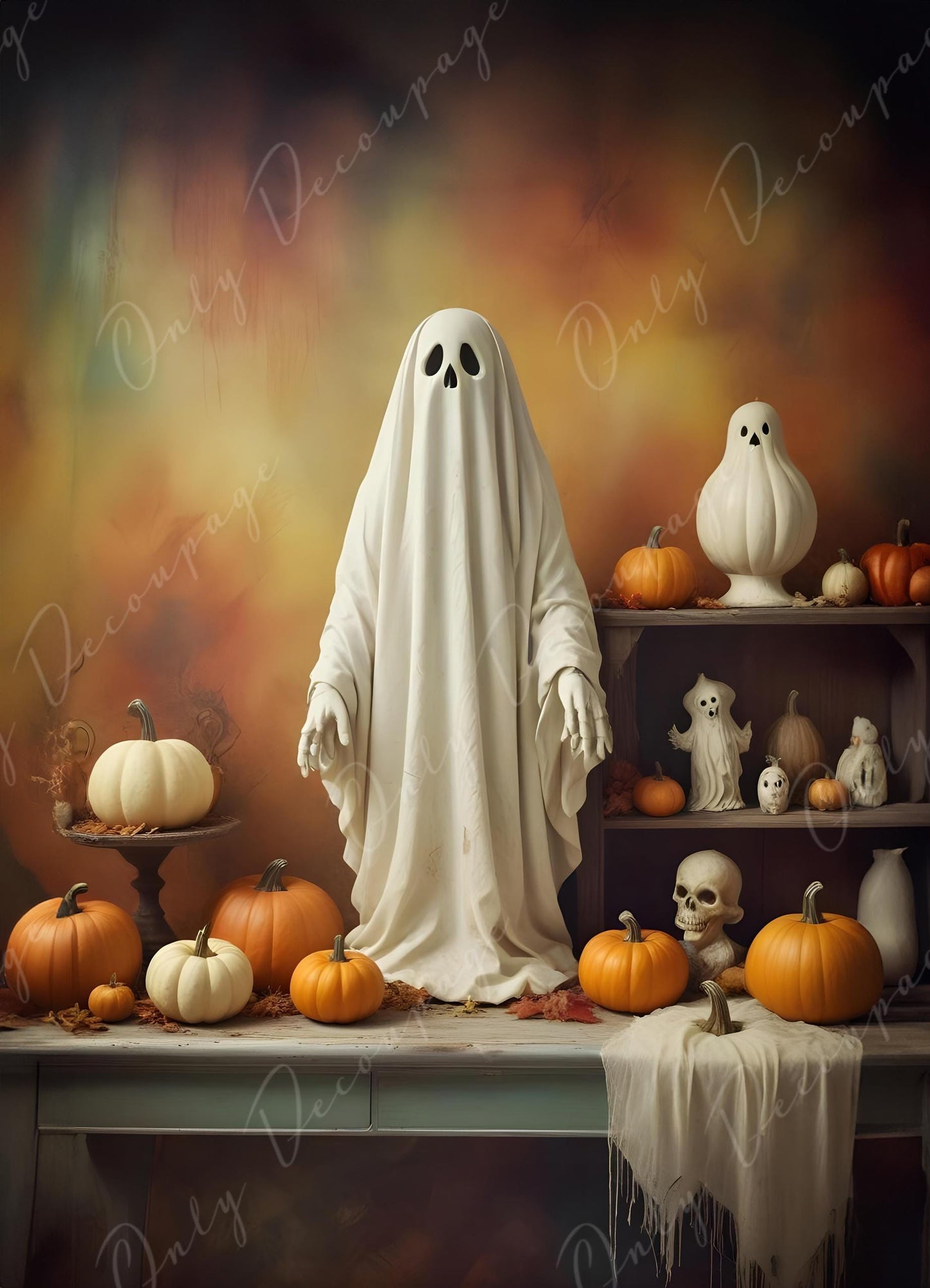Halloween Collection - Large Decoupage Paper - 6 Size Options - White Ghost Kitchen