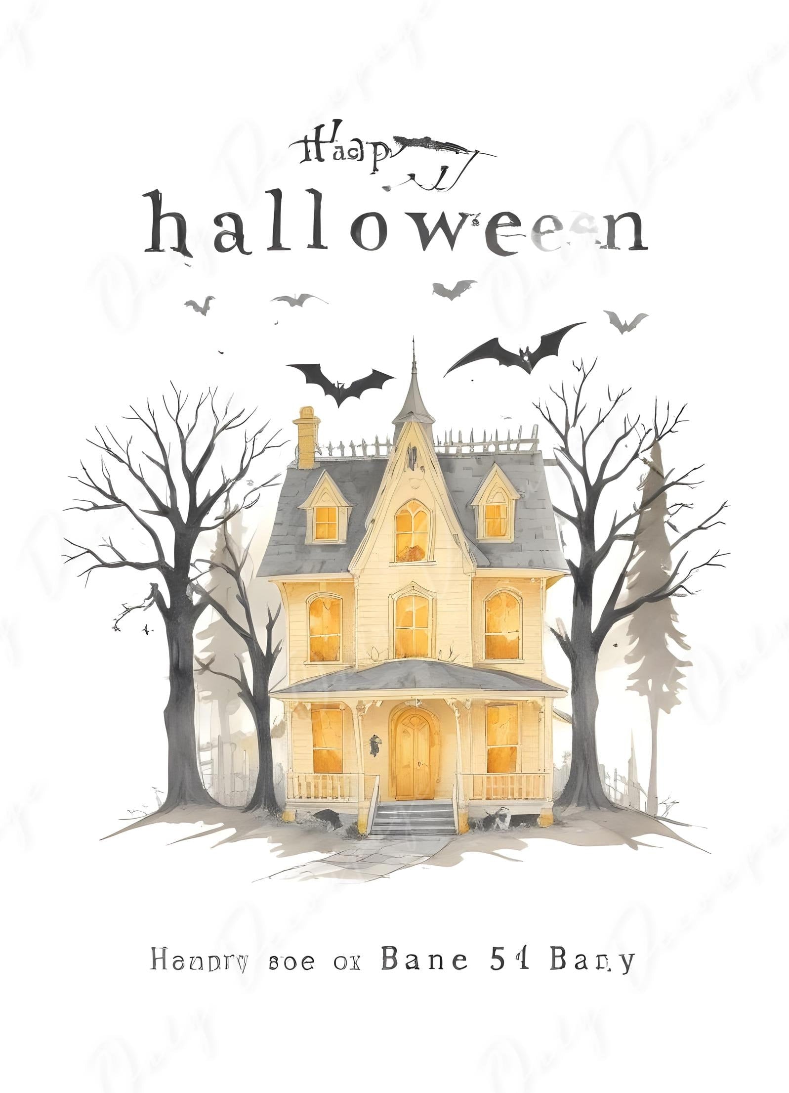 Halloween Collection - Large Decoupage Paper - 6 Size Options - Haunted House - Happy Halloween