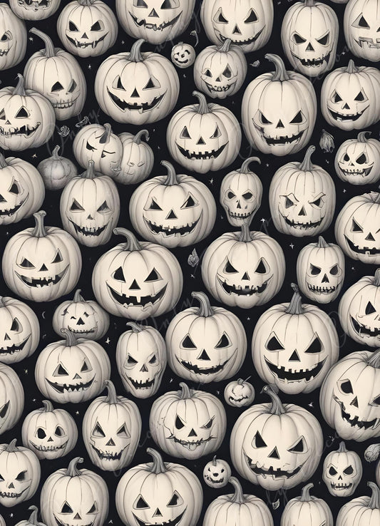 Halloween Collection - Large Decoupage Paper - 6 Size Options - Black & White Background