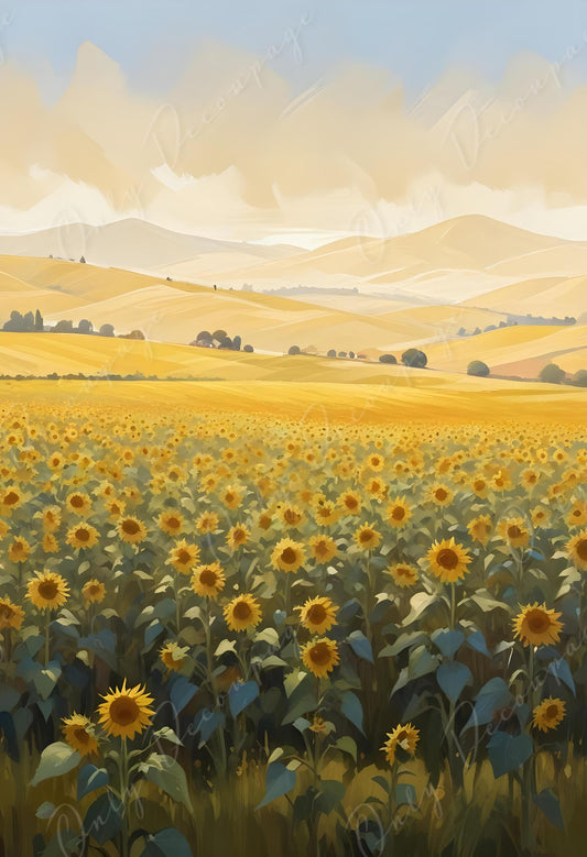 sunflower field decoupage paper