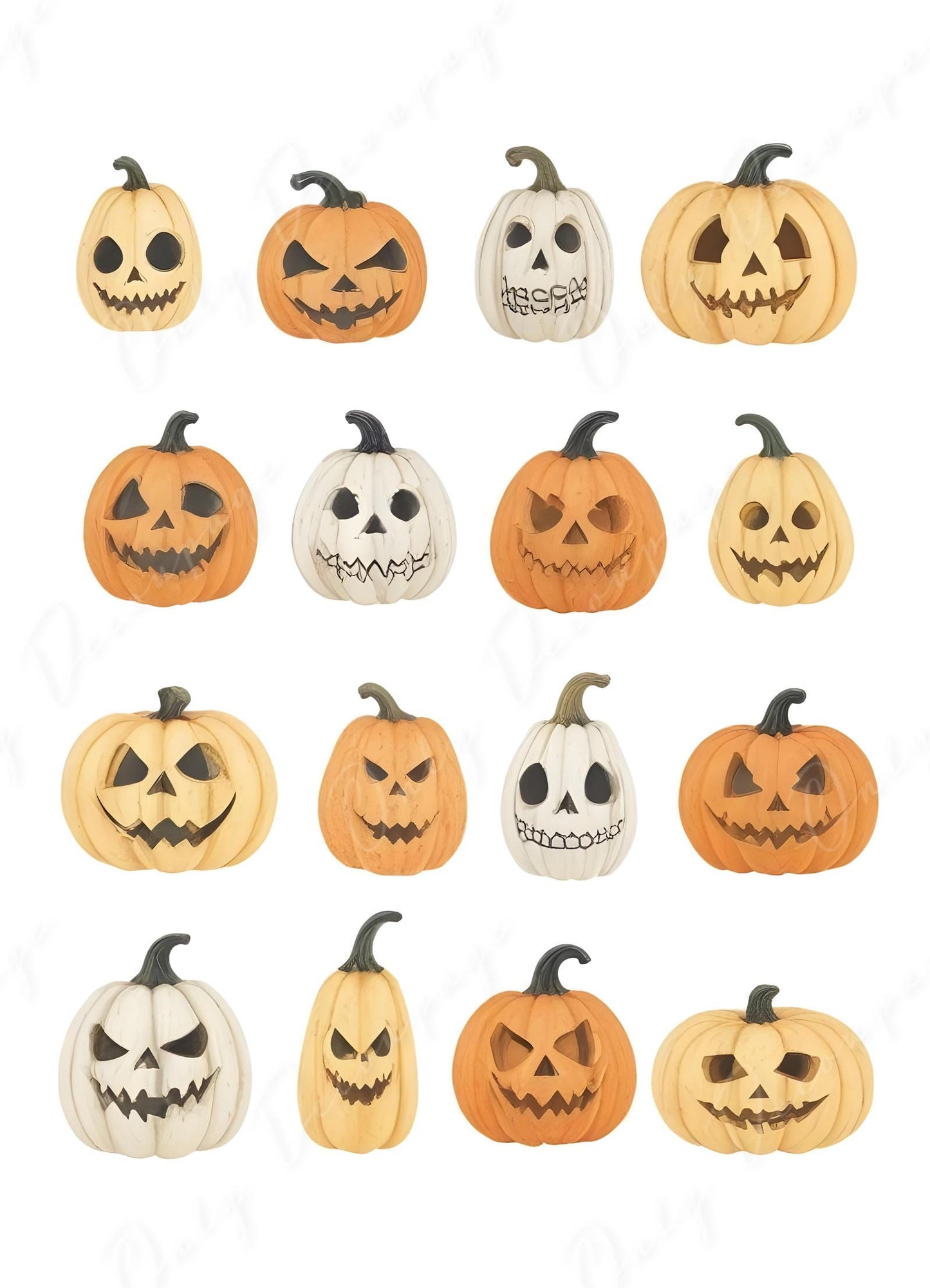 Large Decoupage Paper for Furniture - 6 Size Options - Halloween Collection - Orange Pumpkin Pattern