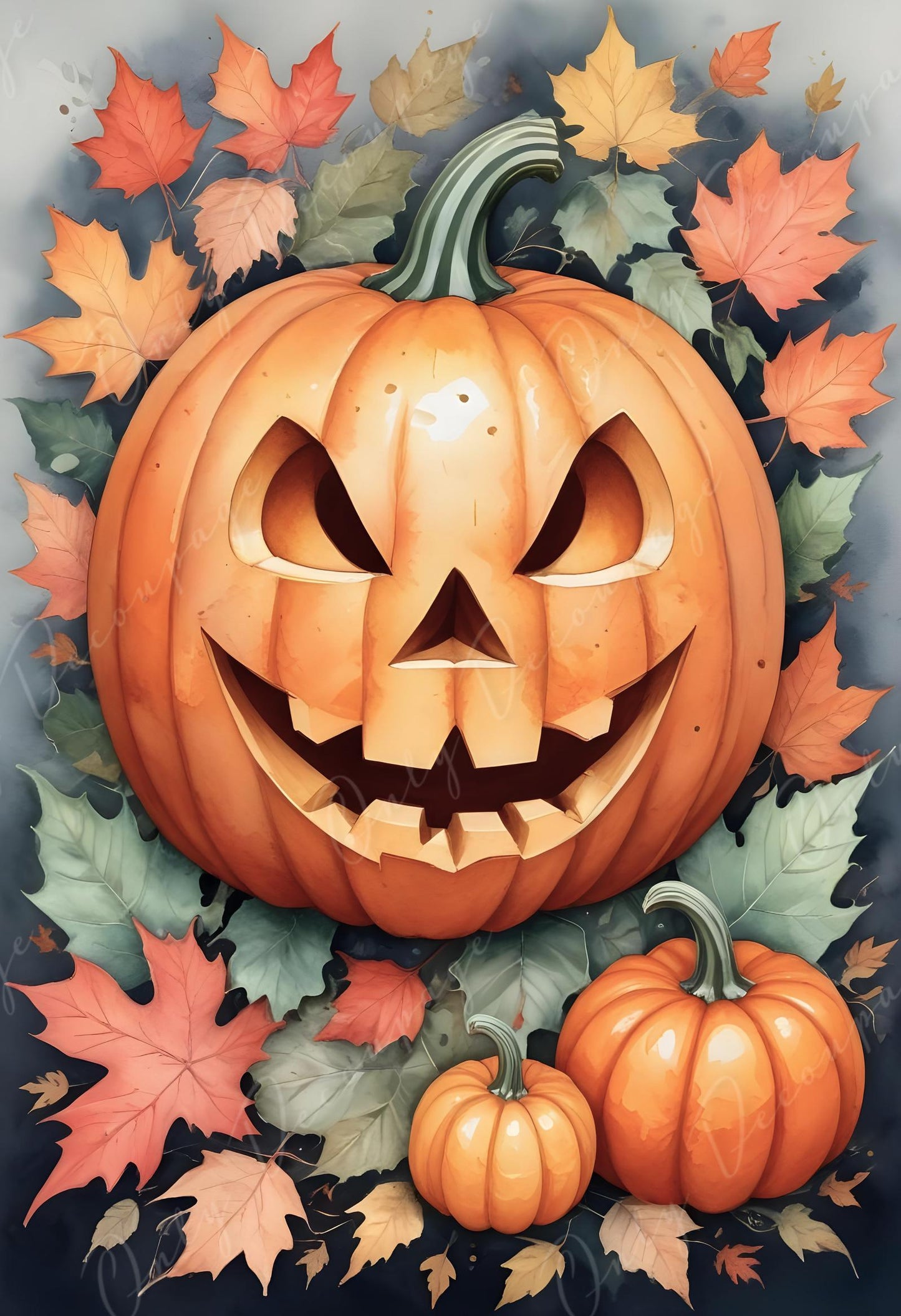 Large Decoupage Paper for Furniture - 6 Size Options - Halloween Collection - Orange Pumpkin