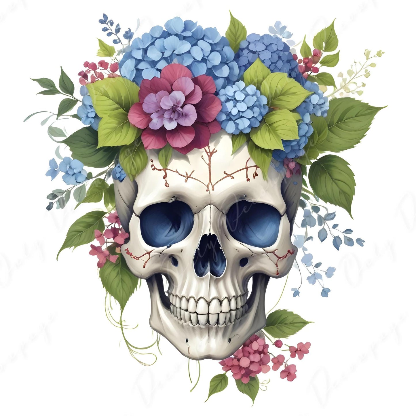 Decoupage Paper - 6 Size Options - Halloween Collection - Floral Skull