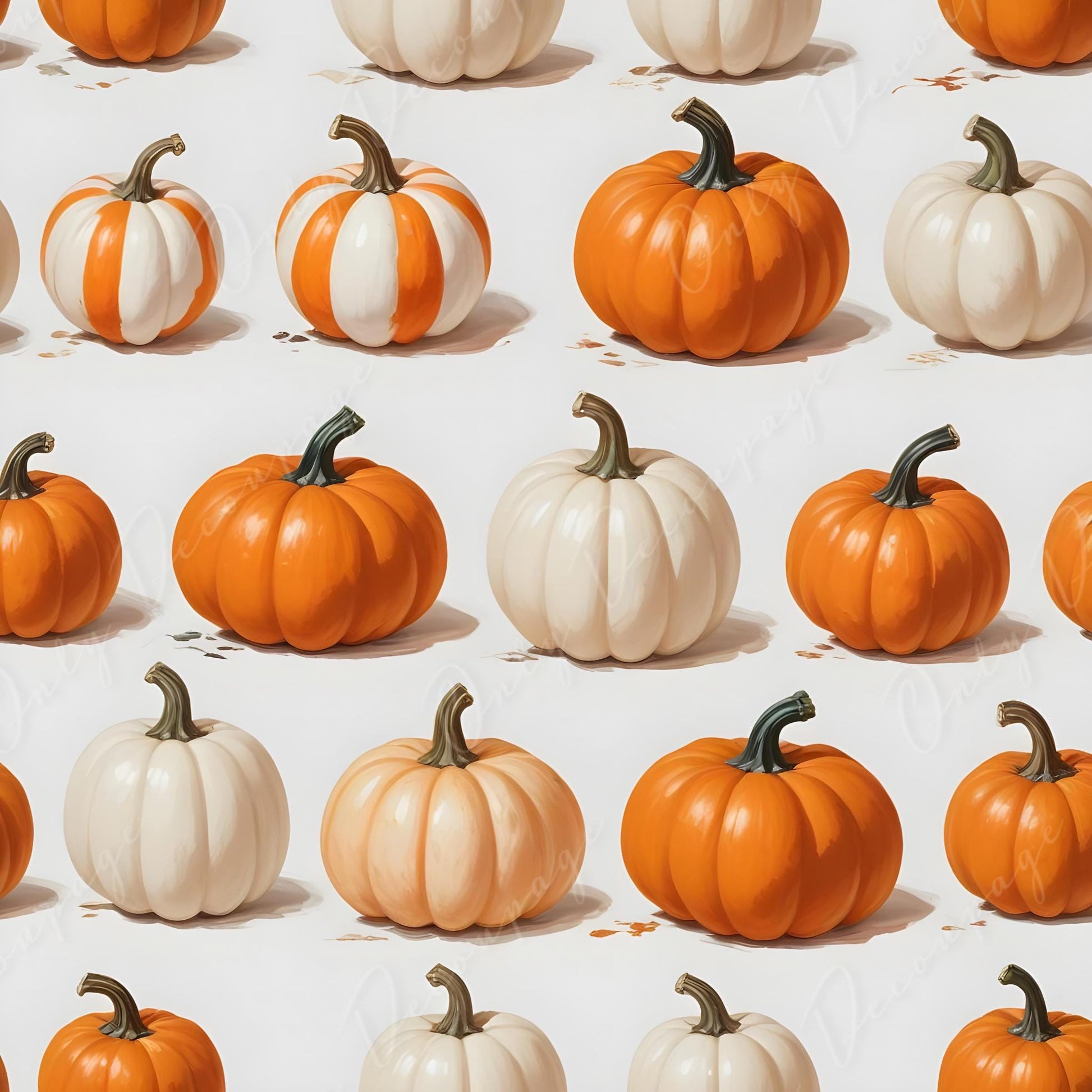 Decoupage Paper - 6 Size Options - Halloween Collection - White & Orange Pumpkin