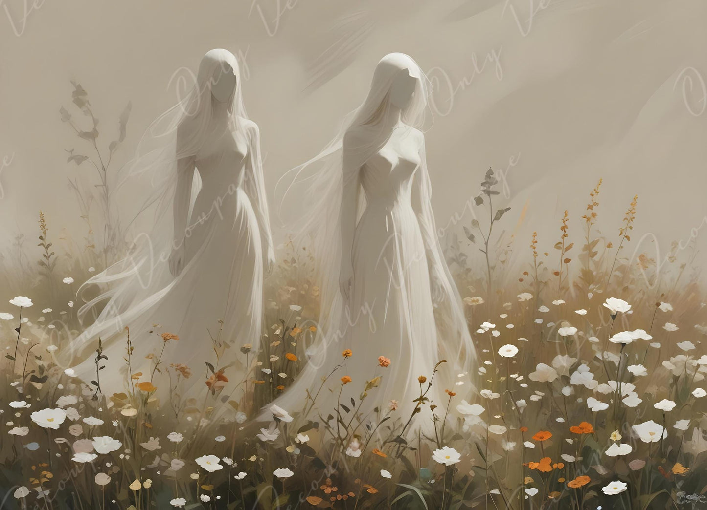 female ghost decoupage paper