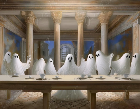 Halloween Collection - Large Decoupage Paper - 6 Size Options - The Last Supper with Ghosts