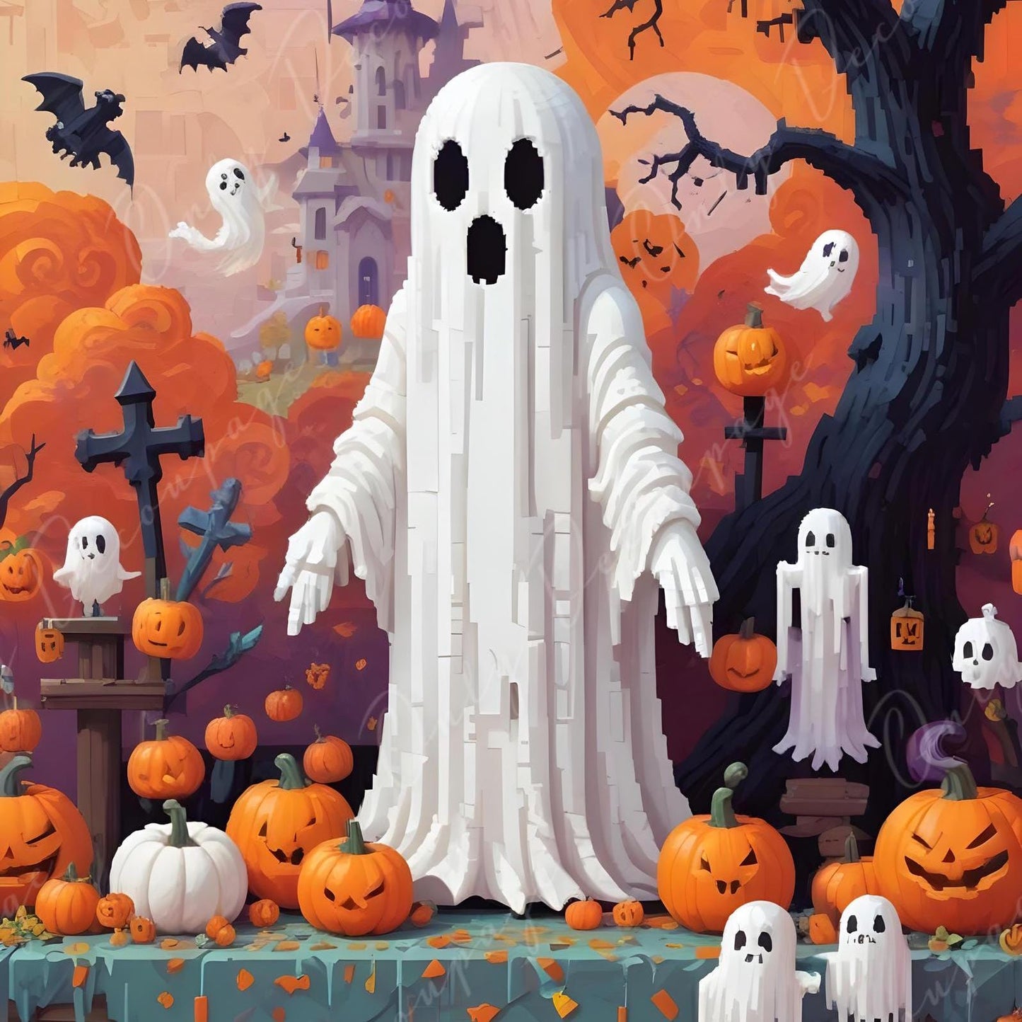 Halloween Collection - Large Decoupage Paper - 6 Size Options - White Ghost