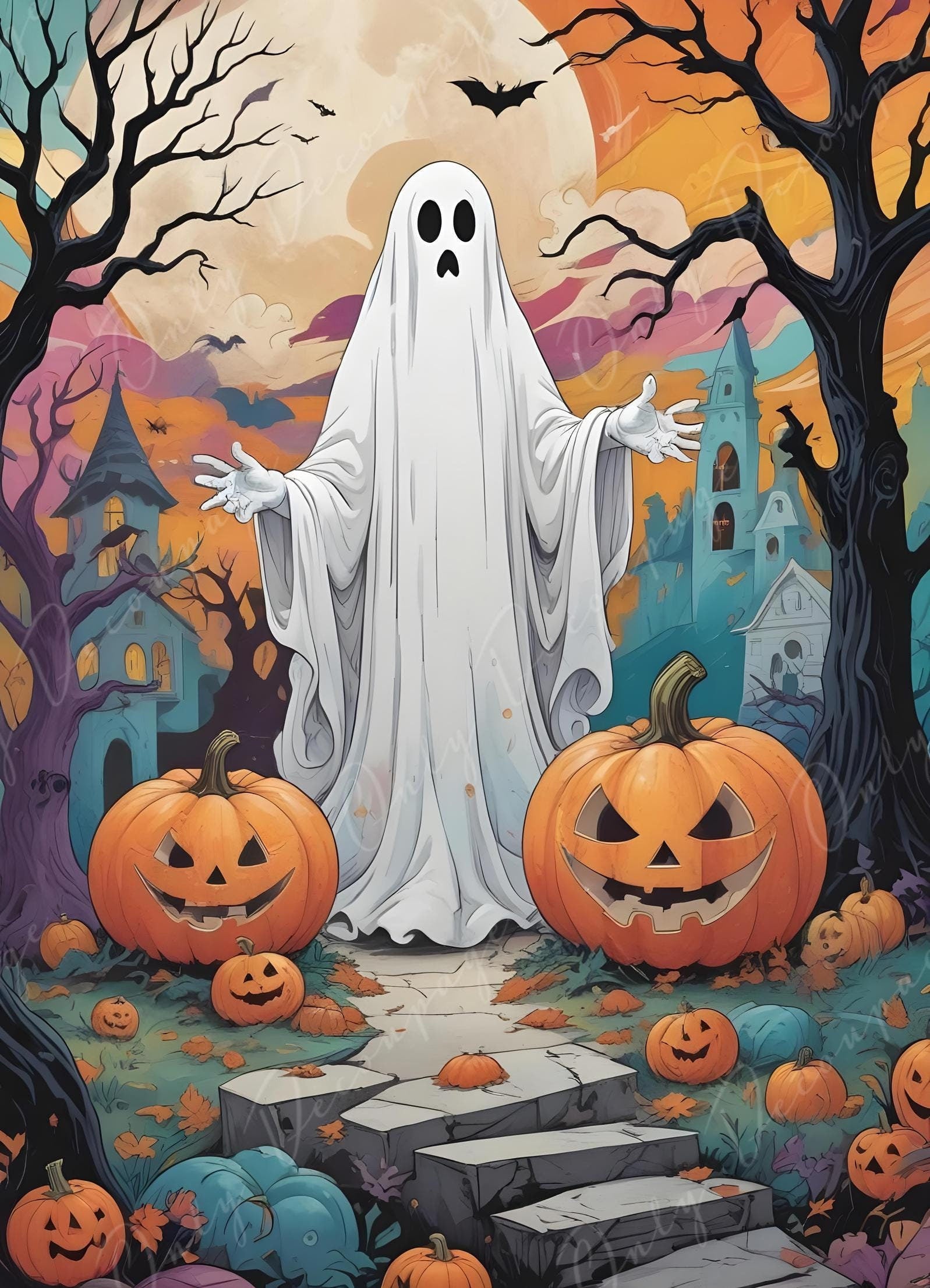 Halloween Collection - Large Decoupage Paper - 6 Size Options - Ghost - Pumpkin