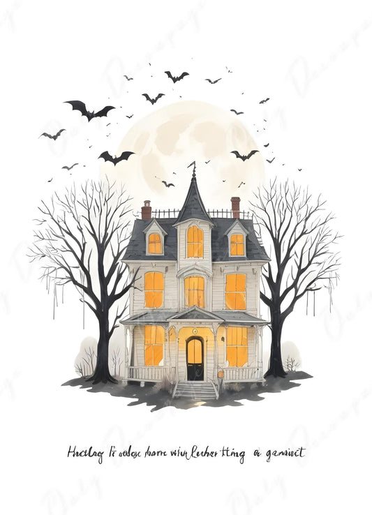Halloween Collection - Large Decoupage Paper - 6 Size Options - Haunted House - Bat