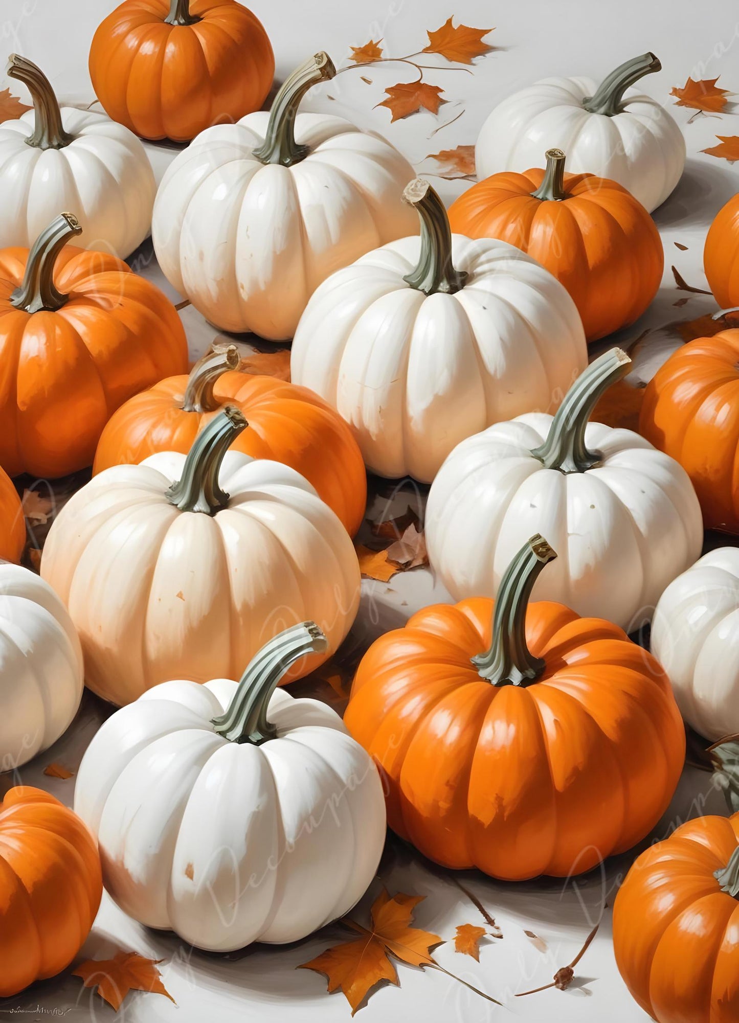 Halloween Collection - Large Decoupage Paper - 6 Size Options - White & Orange Pumpkin