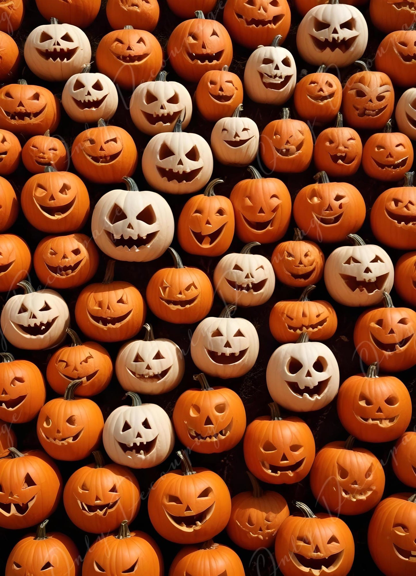 Large Decoupage Paper for Furniture - 6 Size Options - Halloween Collection - Orange Pumpkin Pattern