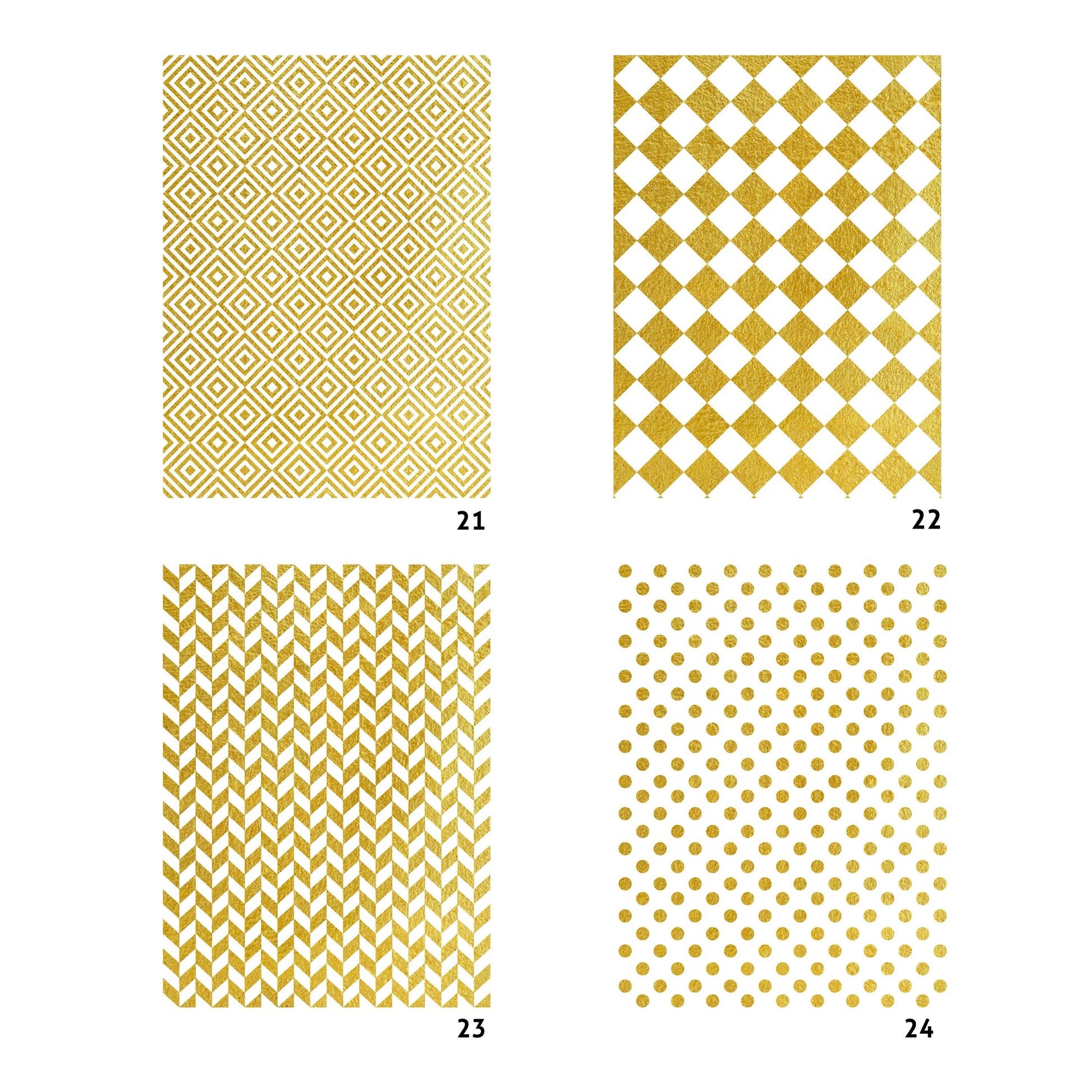 NEW! Gold Metal Leaf Decoupage Paper - A3 Size - Rice Paper with Gold Foil - Checkered - Dot Pattern
