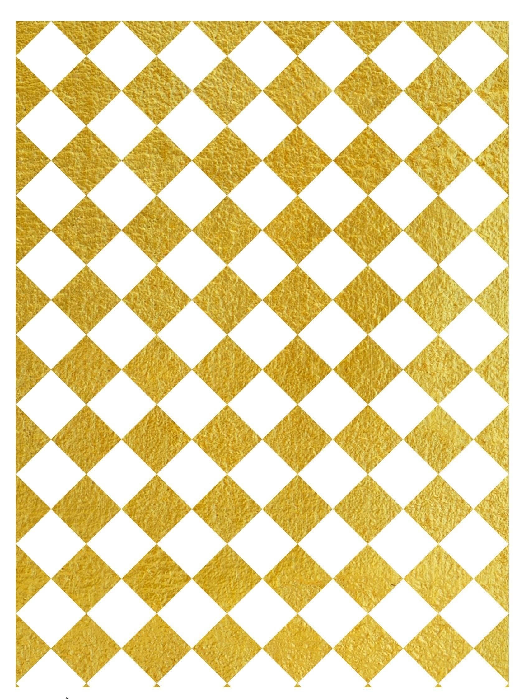 NEW! Gold Metal Leaf Decoupage Paper - A3 Size - Rice Paper with Gold Foil - Checkered - Dot Pattern