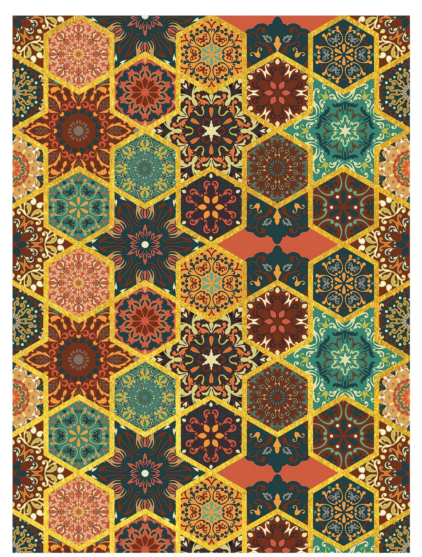 NEW! Gold Metal Leaf Decoupage Paper - A3 Size - Rice Paper with Gold Foil - Mandala Pattern
