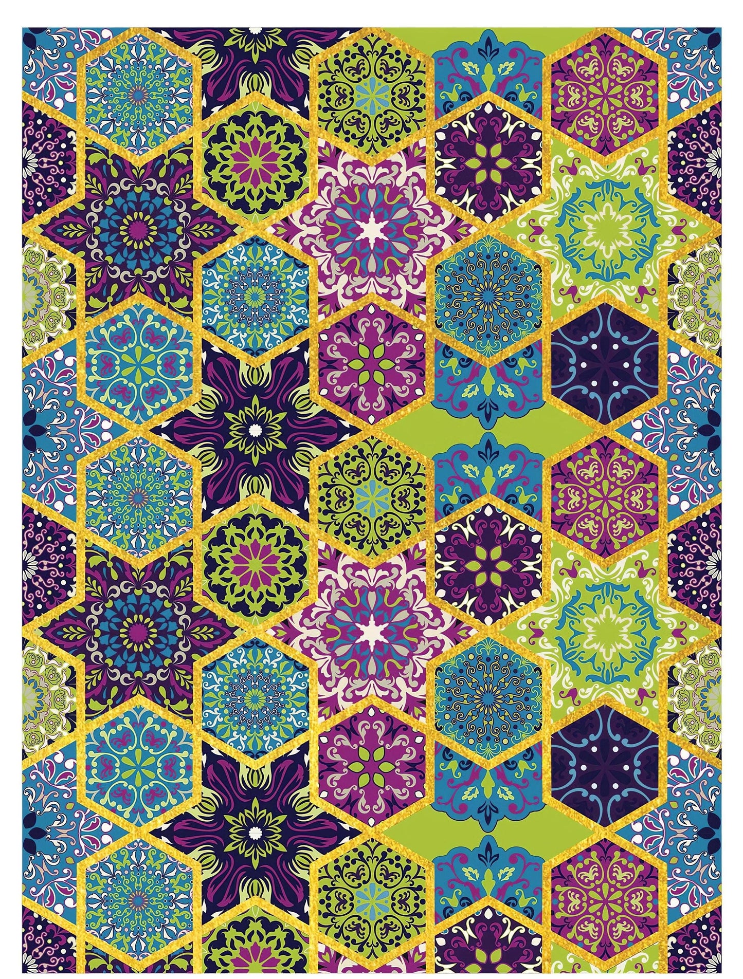 NEW! Gold Metal Leaf Decoupage Paper - A3 Size - Rice Paper with Gold Foil - Mandala Pattern