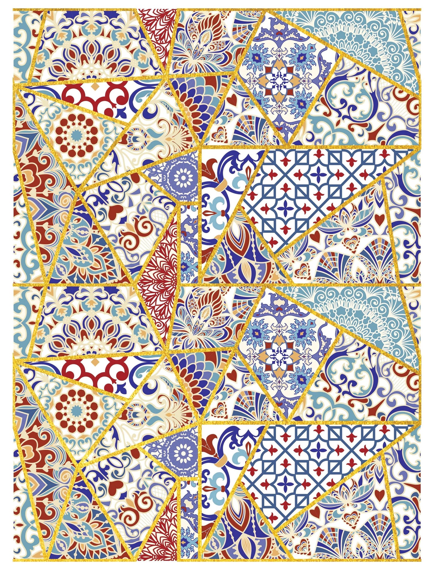 NEW! Gold Metal Leaf Decoupage Paper - A3 Size - Rice Paper with Gold Foil - Tile Pattern