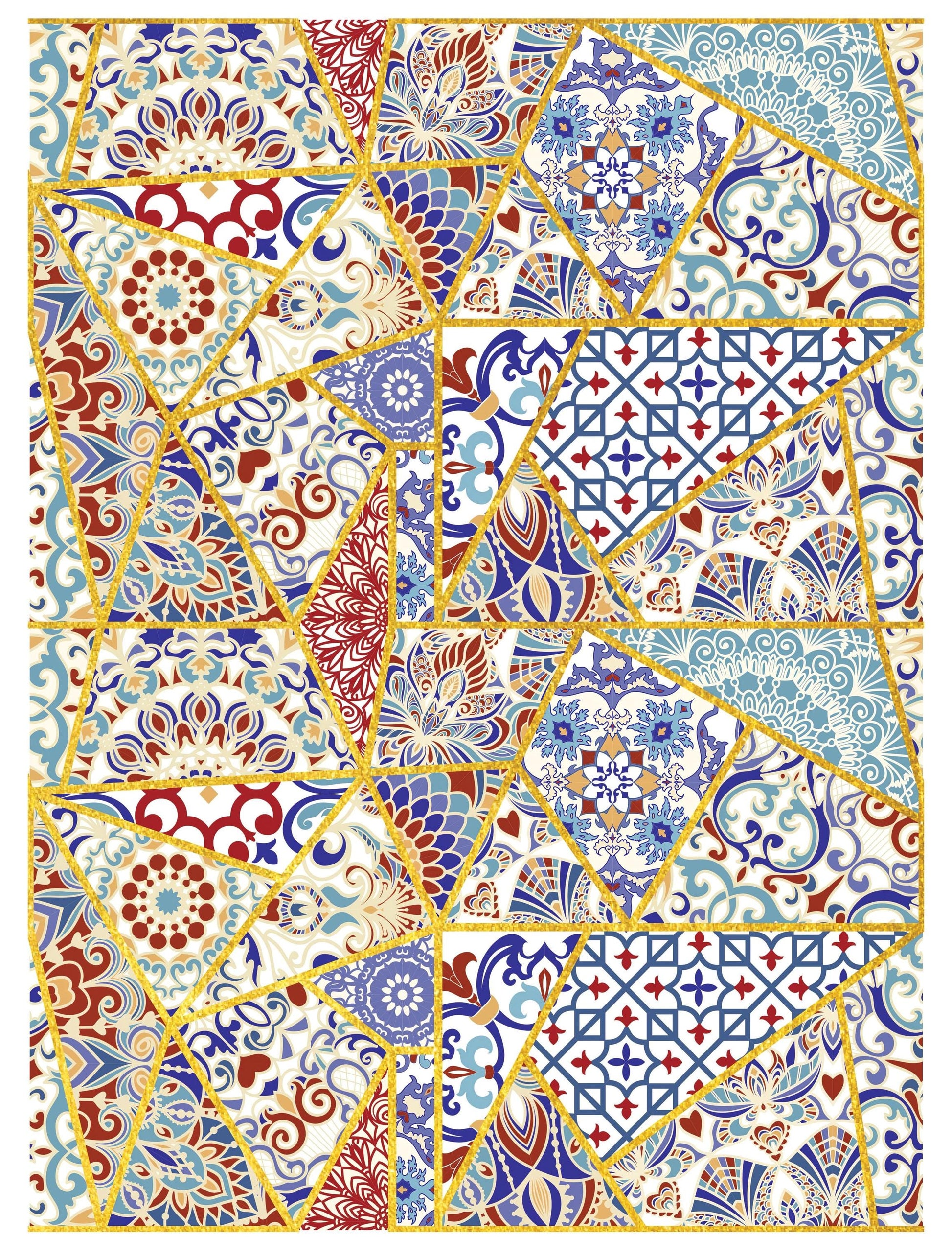 NEW! Gold Metal Leaf Decoupage Paper - A3 Size - Rice Paper with Gold Foil - Tile Pattern