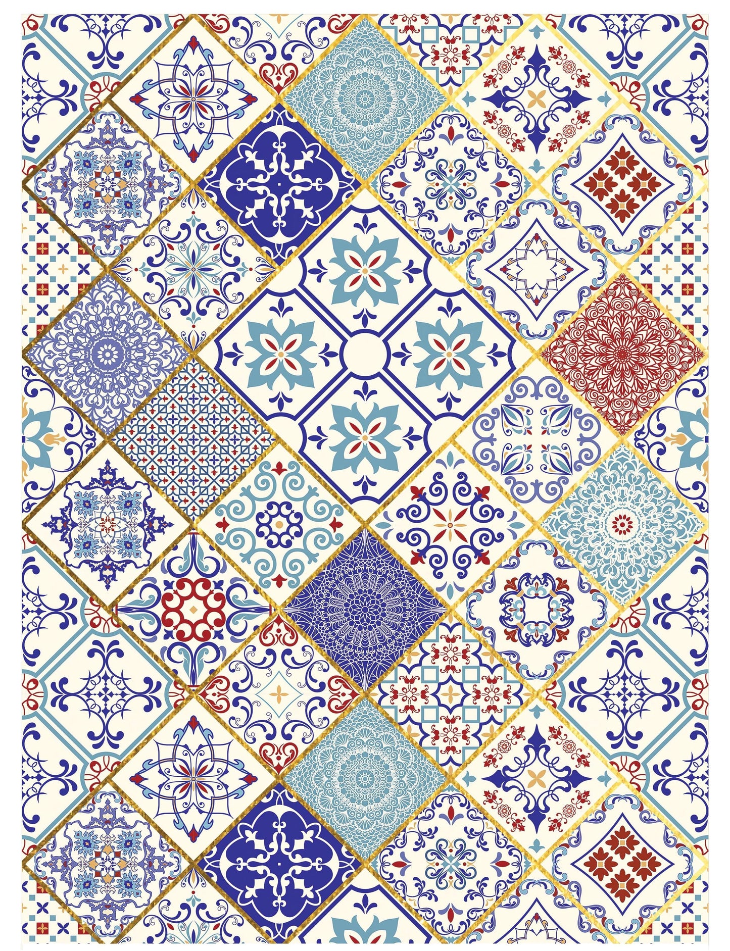 NEW! Gold Metal Leaf Decoupage Paper - A3 Size - Rice Paper with Gold Foil - Tile Pattern