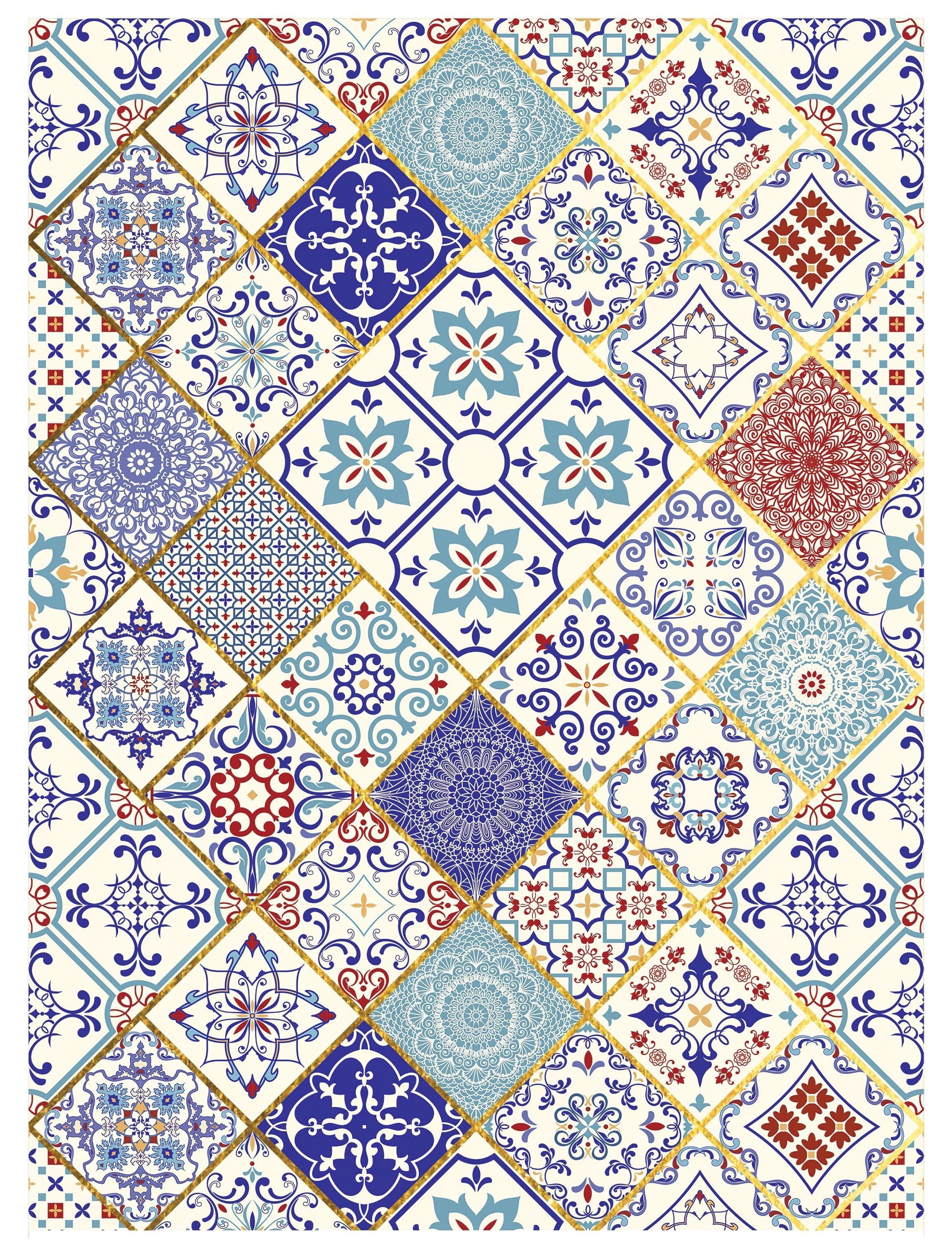 NEW! Gold Metal Leaf Decoupage Paper - A3 Size - Rice Paper with Gold Foil - Tile Pattern